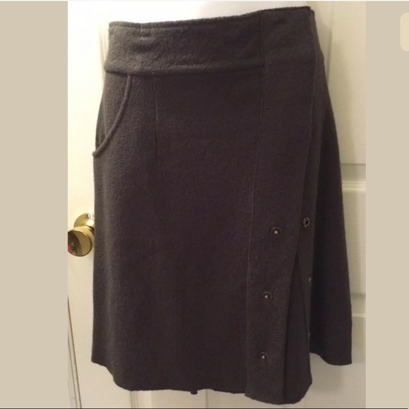 Anthropologie SPARROW Wrap & Snap Skirt Dark Green Wool Winter Knit A-Line - Picture 8 of 8